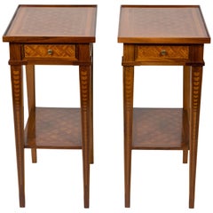 Pair of Petite Italian Two-Tier Marquetry Side Tables