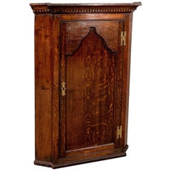 Antique Corner Cabinet, English, Oak, Late Georgian, Hanging Cupboard circa 1780