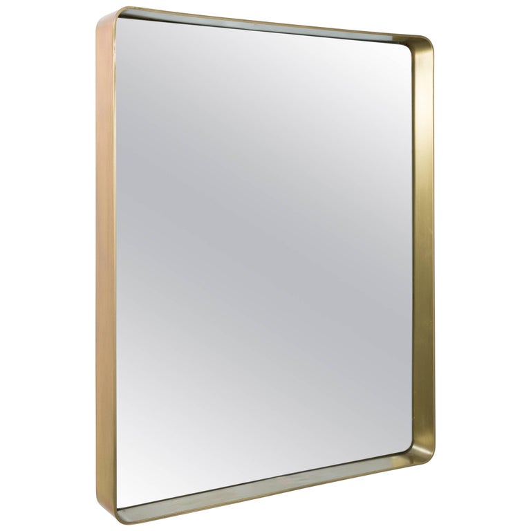 Italian Modern Minimalist Round Brass Framed Mirror at 1stdibs