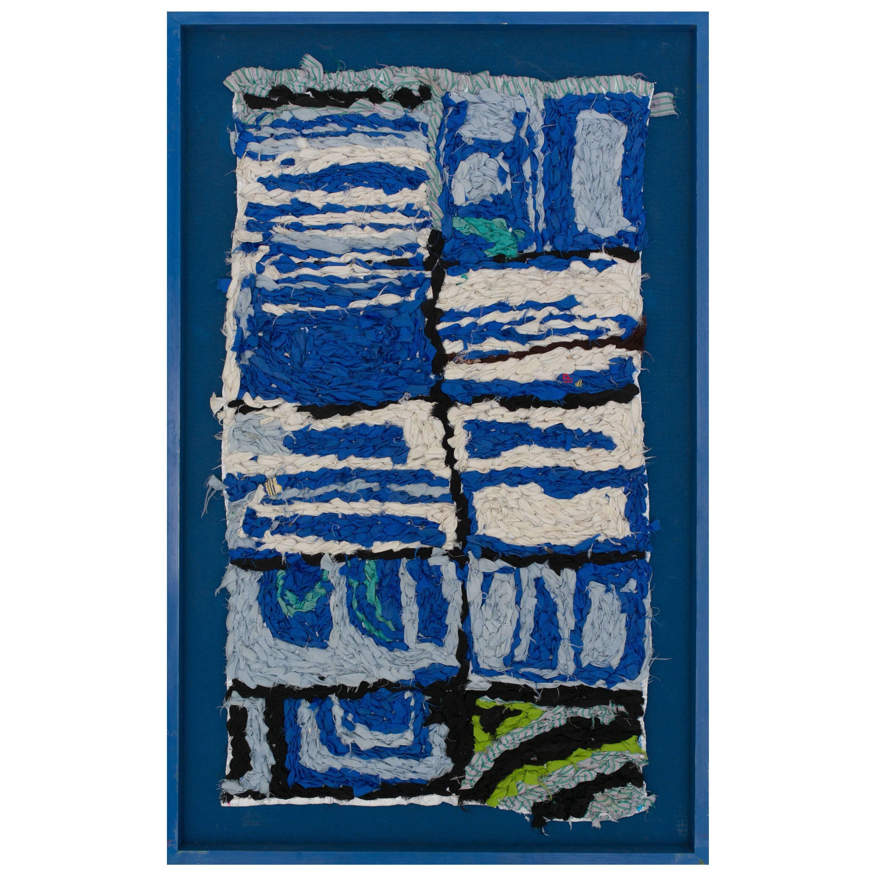 Small Handmade Zindekh Tapestry an Ocean of Blue for a Representation of the Sky For Sale