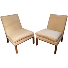 Pair of Sleek Mid-Century Modern Edward Wormley for Dunbar Slipper Chairs
