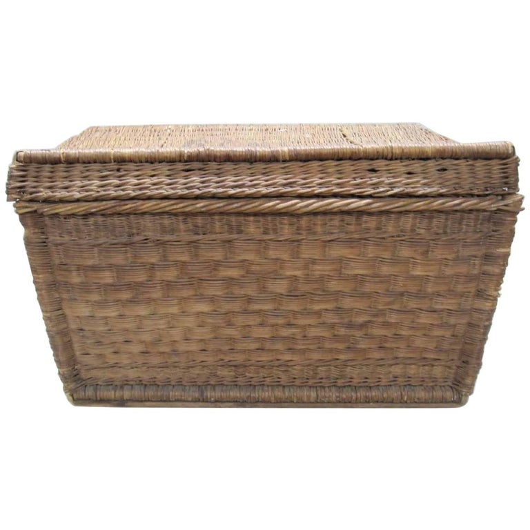 Large Wicker Basket Trunk For Sale at 1stdibs