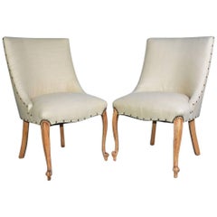 Vintage Pair of French Louis XV Style Slipper Chairs