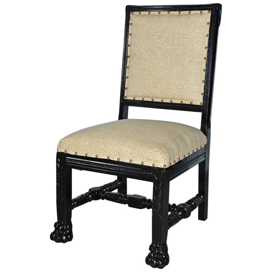 Carved and Upholstered Hall Chair For Sale