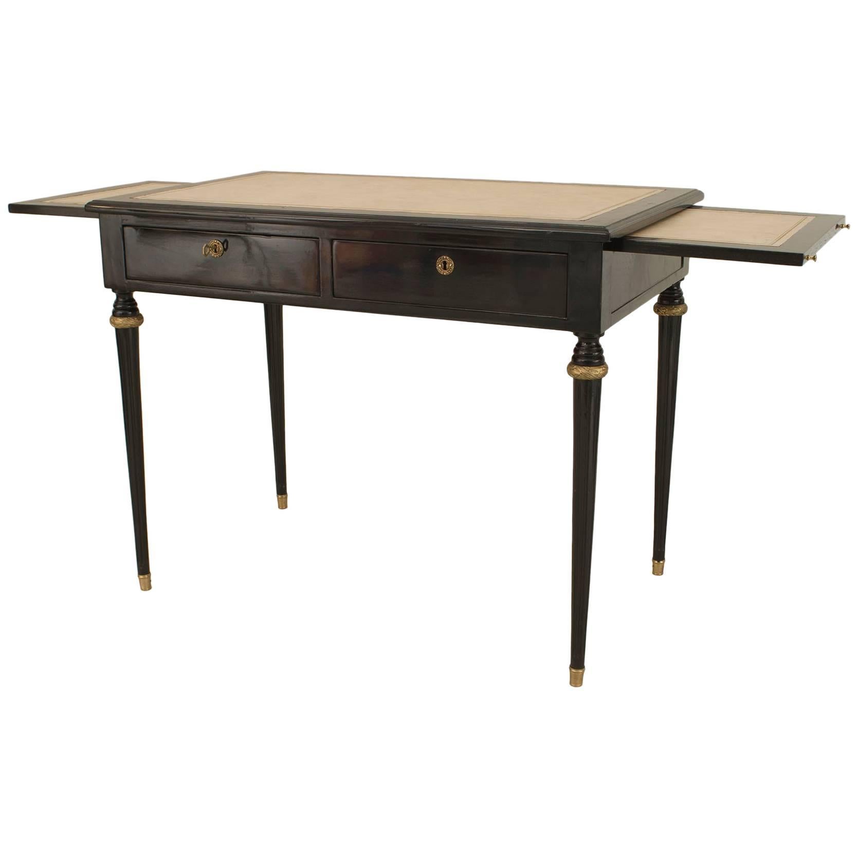 French 1940s Ebonized and Rectangular Table Desk