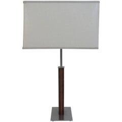 Nessen Brushed Chrome and Walnut Table Lamp