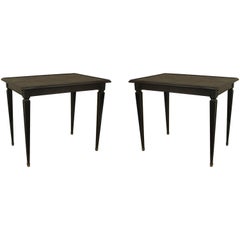 Pair of French 1940s Ebonized Square Low End Tables