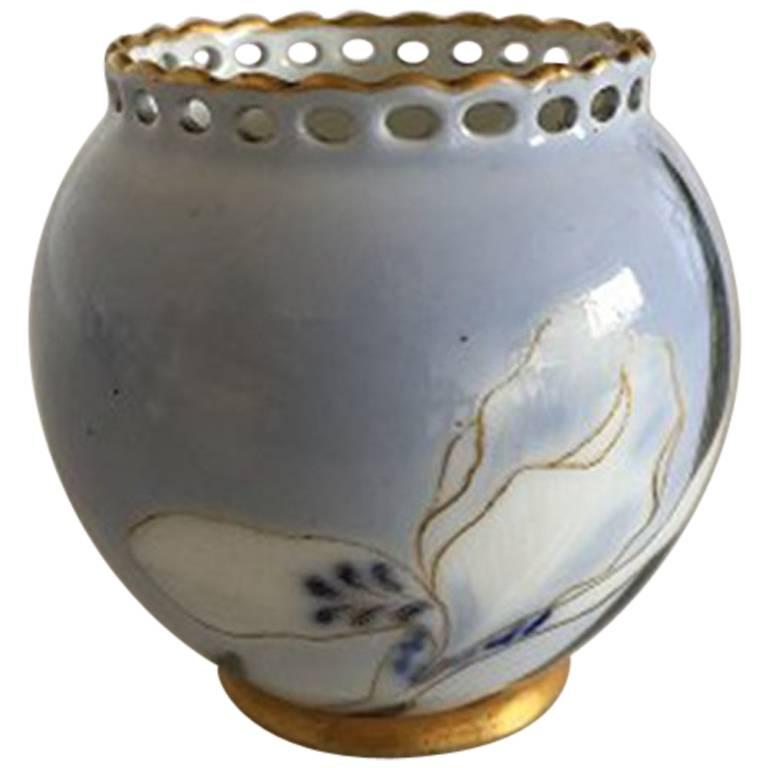 Royal Copenhagen Early Art Nouveau Vase with Iris and Gold For Sale