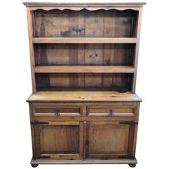Antique Stepback Cupboard with Wrought Iron Pulls by Tucan Late 19th Century