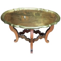 Brass and Wood Tray Table, circa 1930