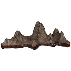 Tall Mountain Scholar Rock, Natural Bonsai Suiseki with Eight High Peaks