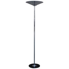 Polished Chrome Torchiere with Stepped Shade