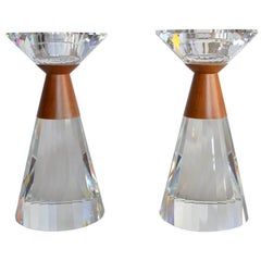 Limited Edition Artist Signed Large Colonna Swarovski Crystal Candleholders