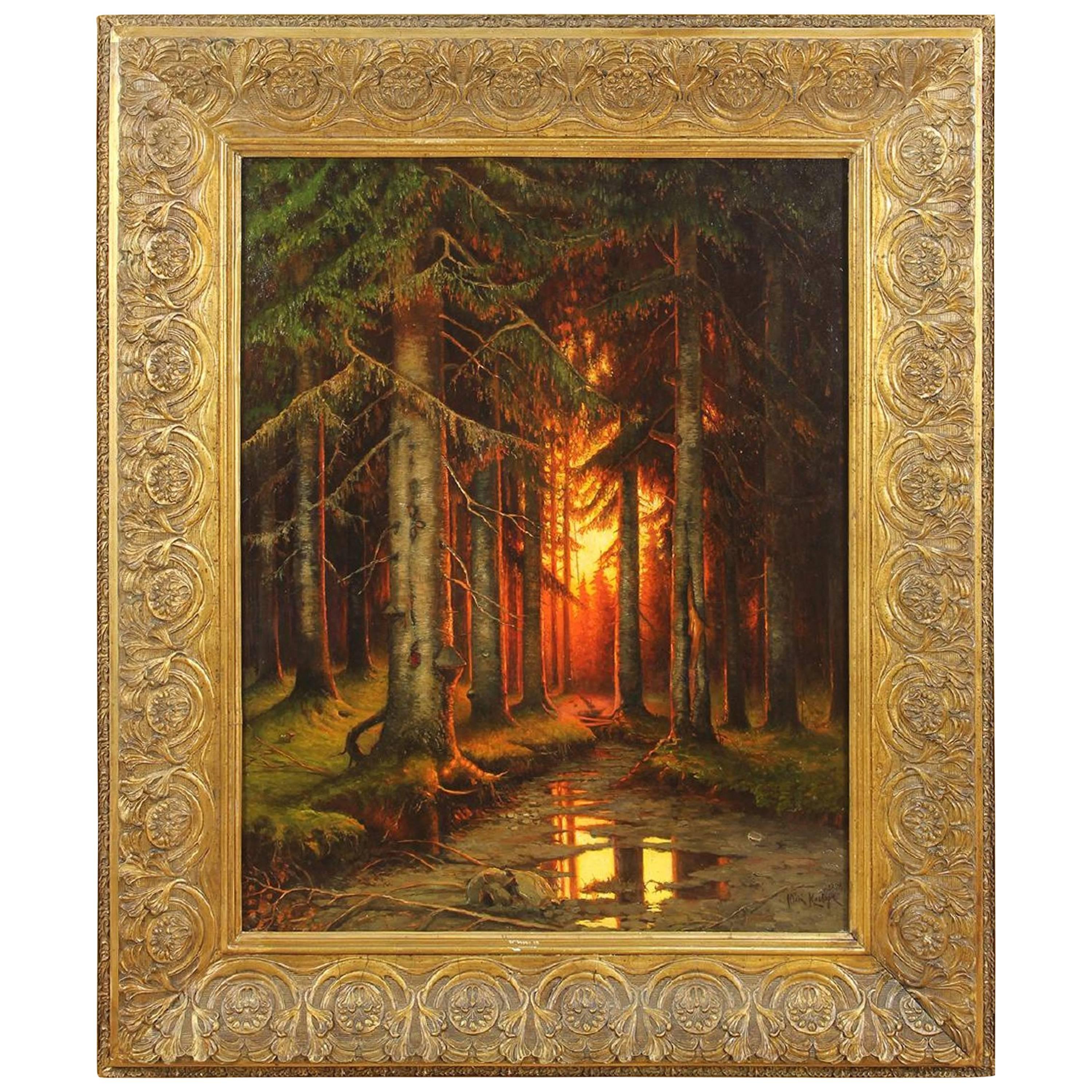 "Sunrise in the Forest" Painting by Yuliy Yulevich Julius Klever, 1886