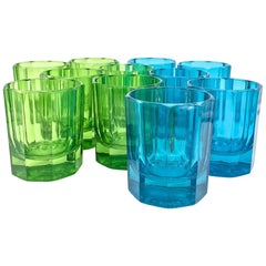 Vintage Sebastian Marcen Faceted Colored Glass Highball Whiskey Glasses Tumblers, 11
