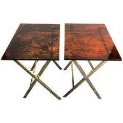 Pair of Faux Tortoiseshell Side Tables