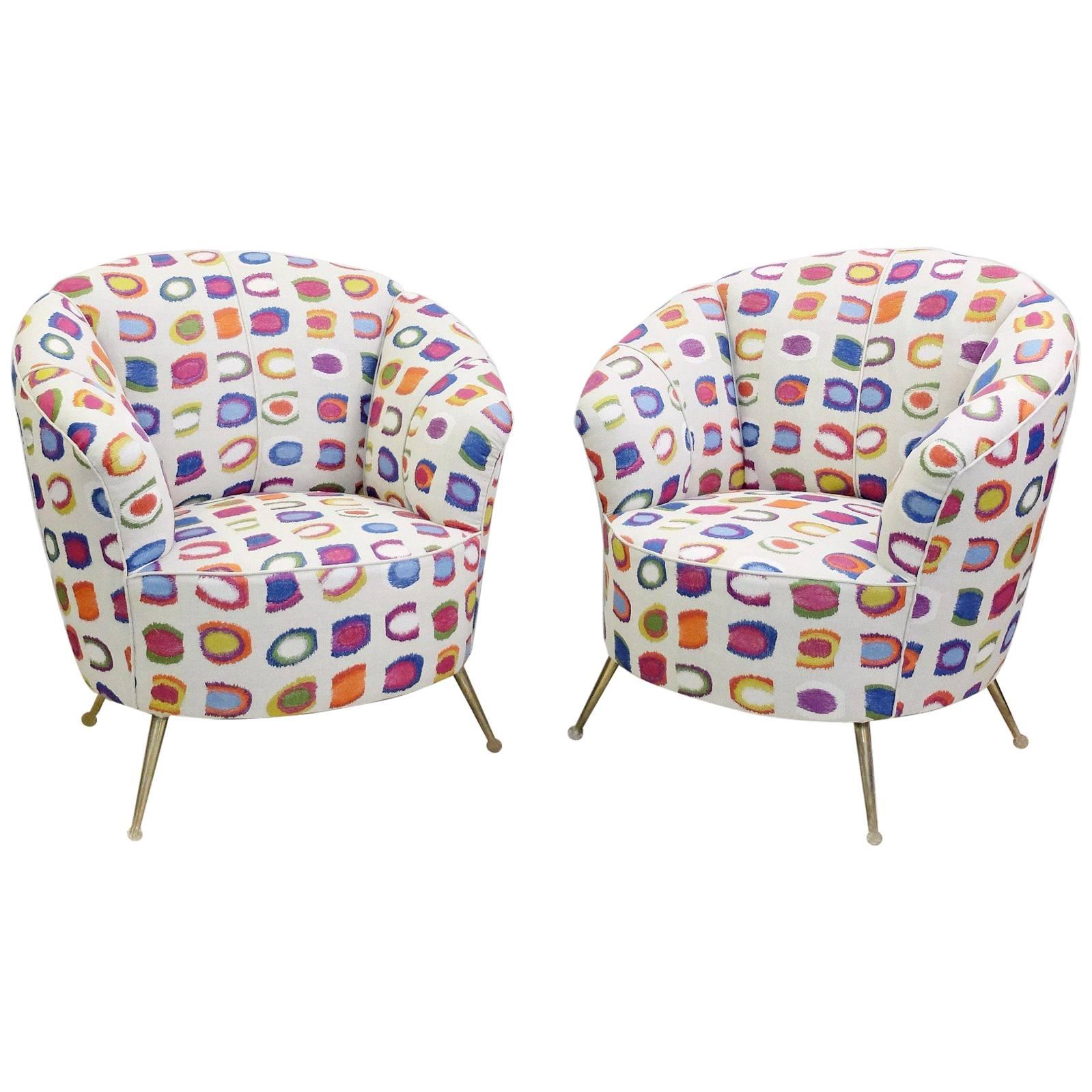 Pair of Italian Armchairs, New Upholstery by Baker Lifestyle Tropical Collection