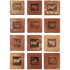 Set of 12 Handmade Moravian Tiles