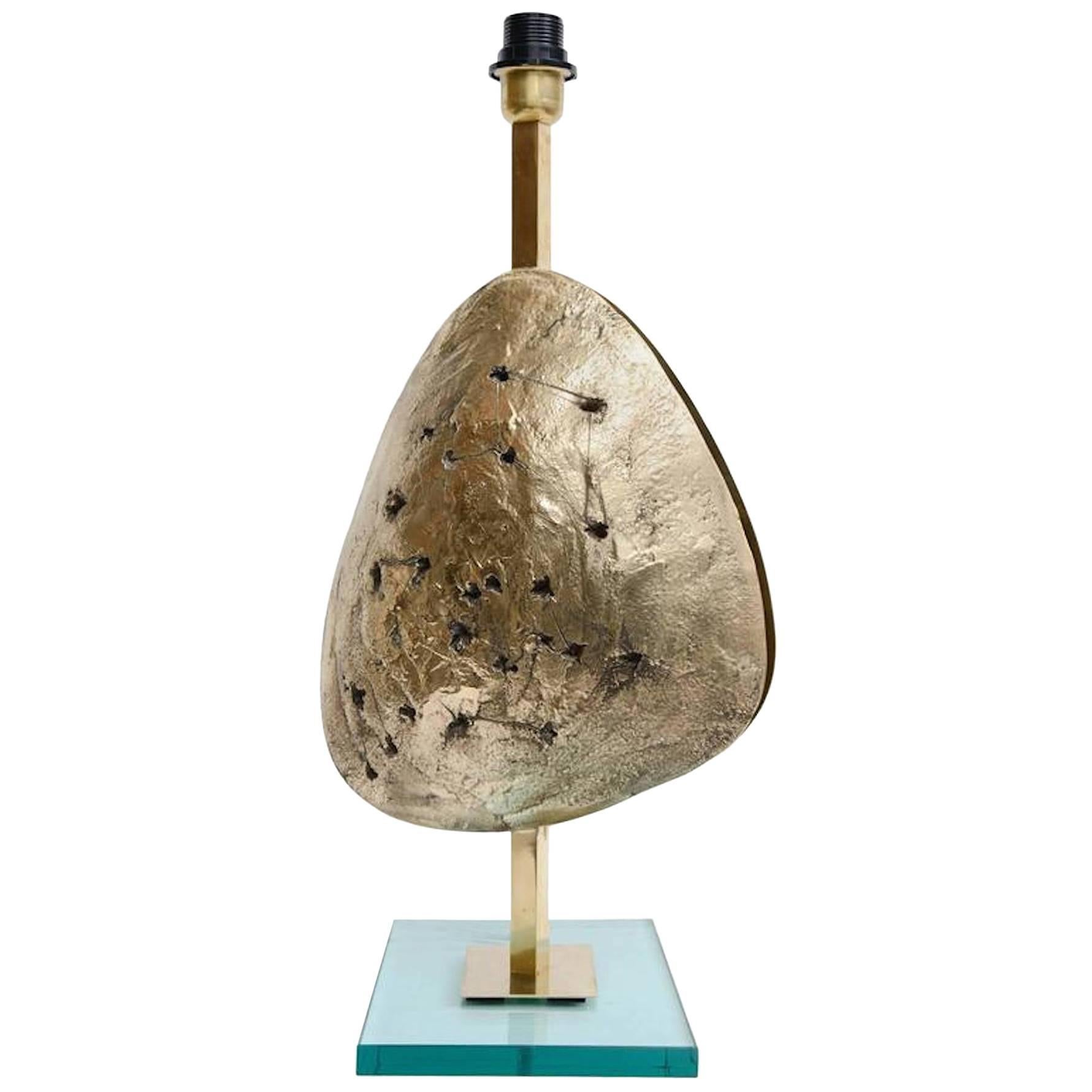 Table Lamp in Bronze with a Turtle Shell Decor