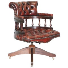 Rare 1967 Stamped Chesterfield Oxblood Leather Captains Directors Office Chair