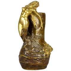 Art Nouveau Bronze Entitled 'Femme Solifleur' by Charles Korschann