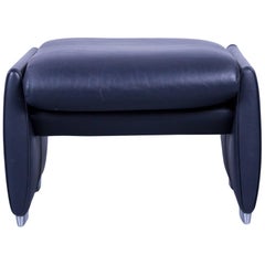 De Sede DS 10 Designer Leather Footstool Dark Navy Blue Pouff Footrest