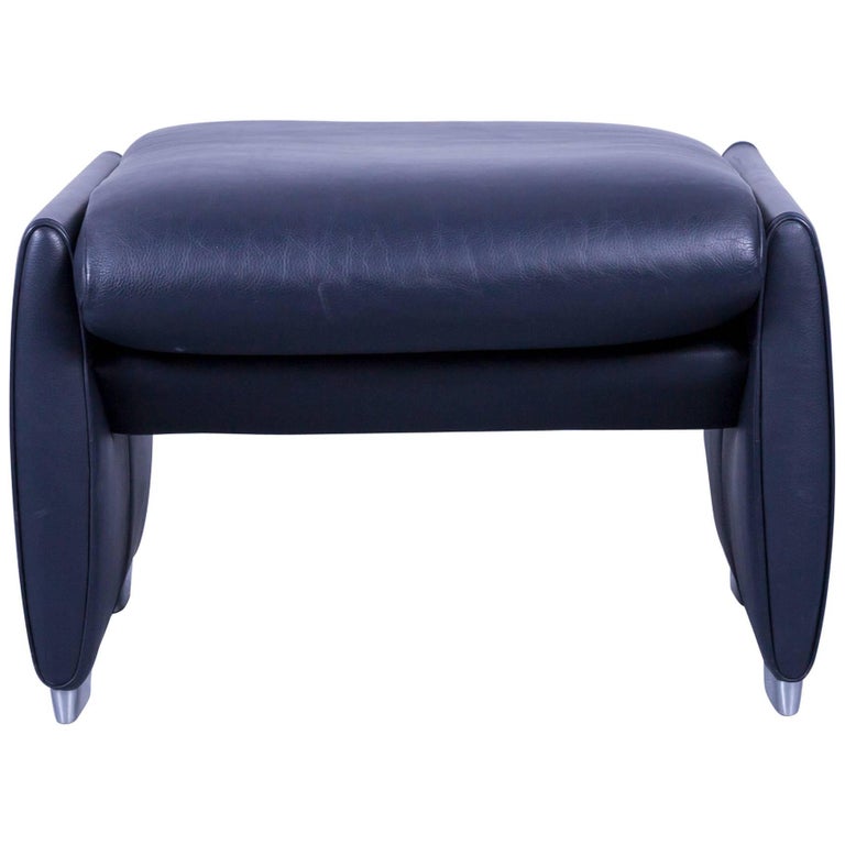De Sede DS 10 Designer Leather Footstool Dark Navy Blue Pouff Footrest