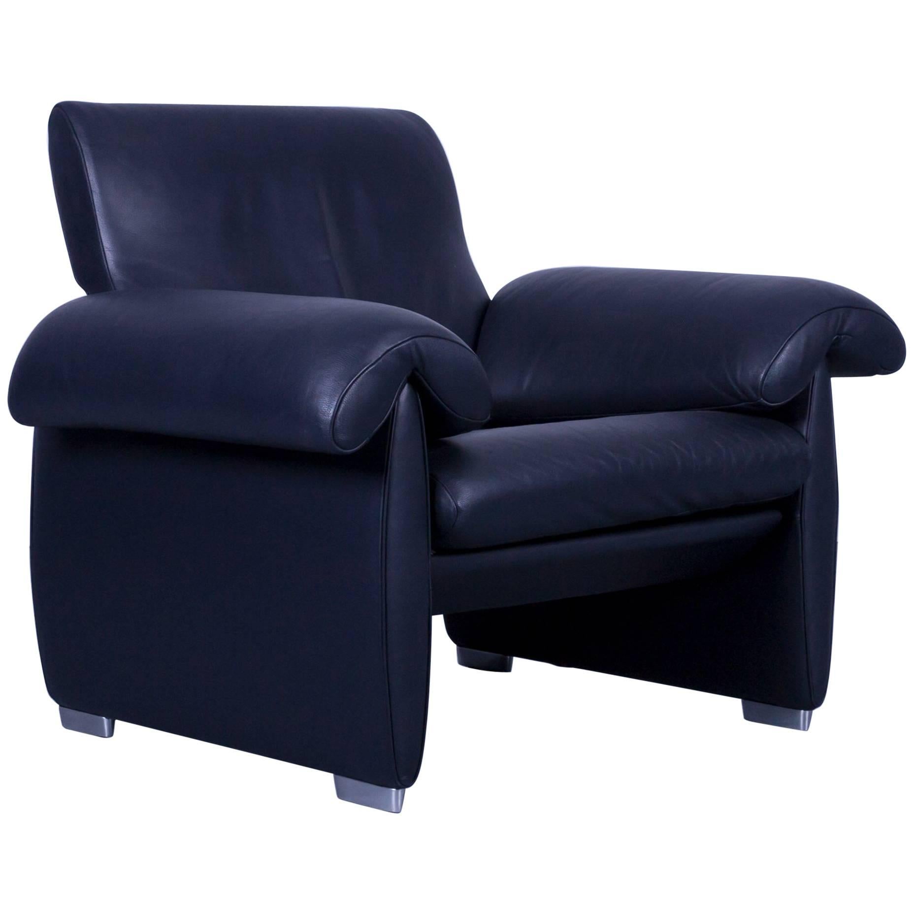 de Sede DS 10 Designer Leather Armchair Dark Navy Blue One-Seat from Switzerland