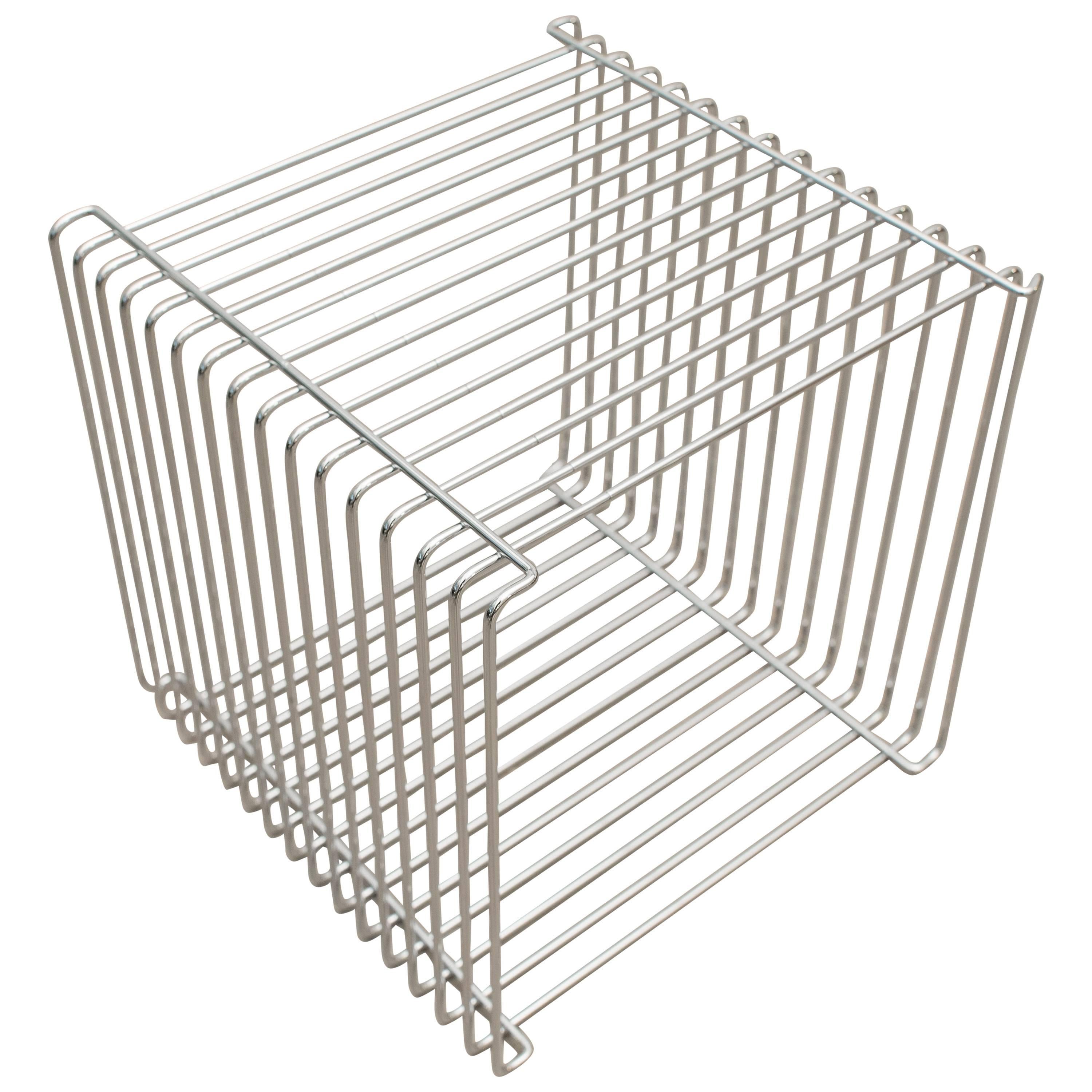 Verner Panton Chrome Wire Cube Shelf, 1971