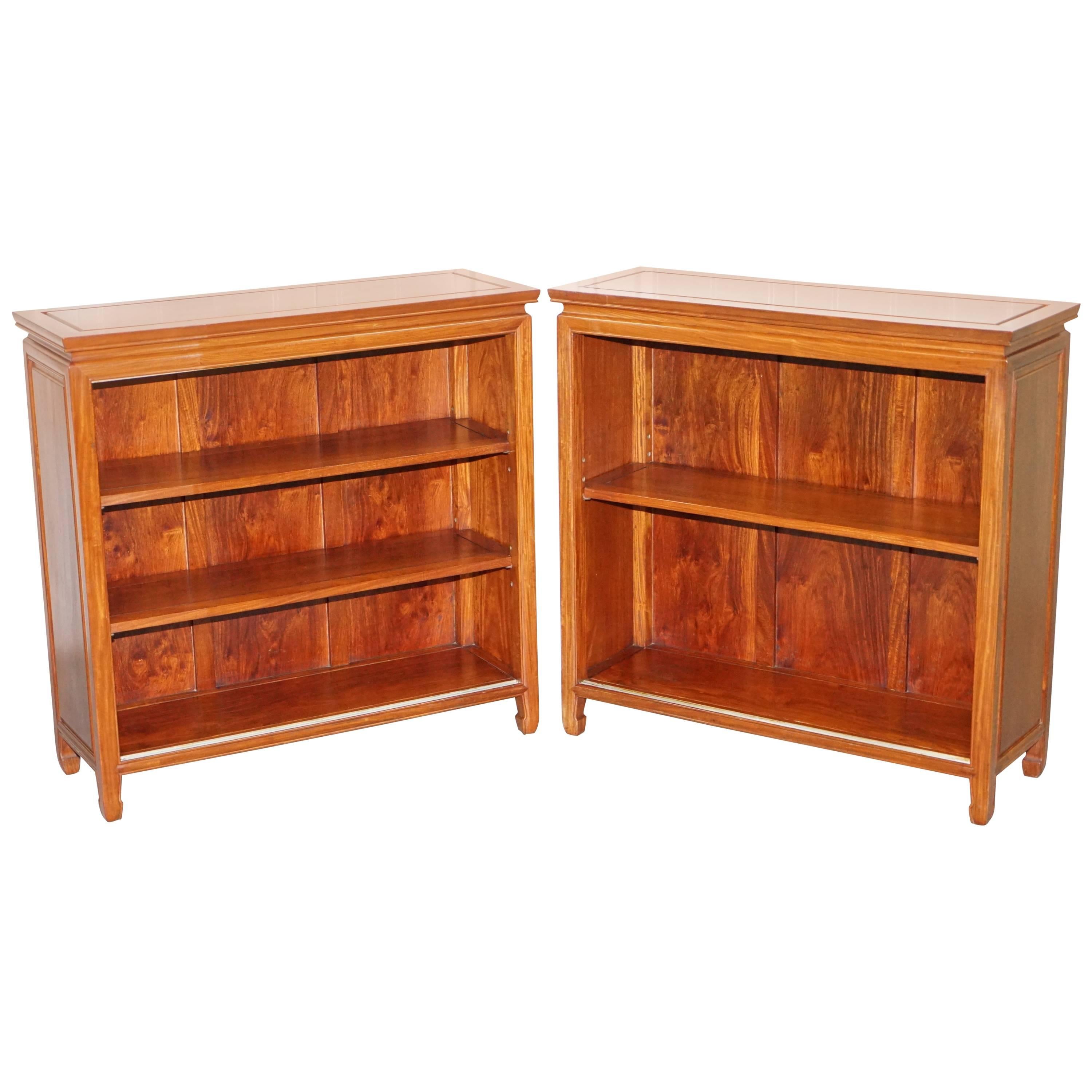 Lovely Pair of Walnut Dwarf Open Bookcases Lovely Timber Patina