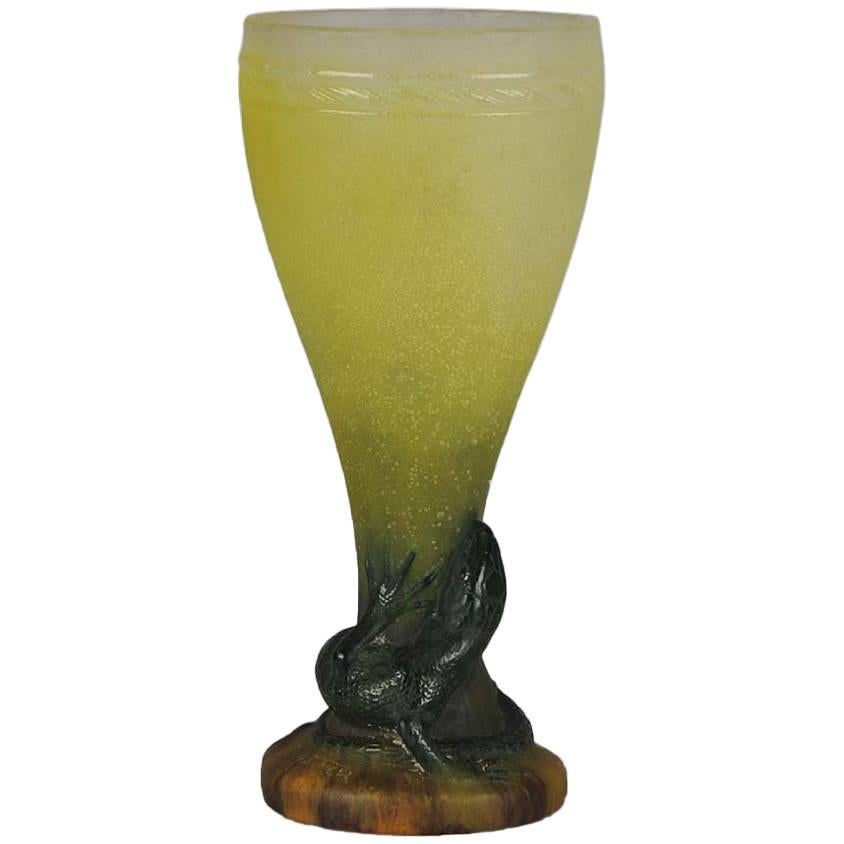 Art Deco Pate-De-Verre Glass 'Lizard Vase' by Amalric Walter