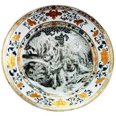 Chinese Export En Grisaille European-Subject Plate Lord Burghley