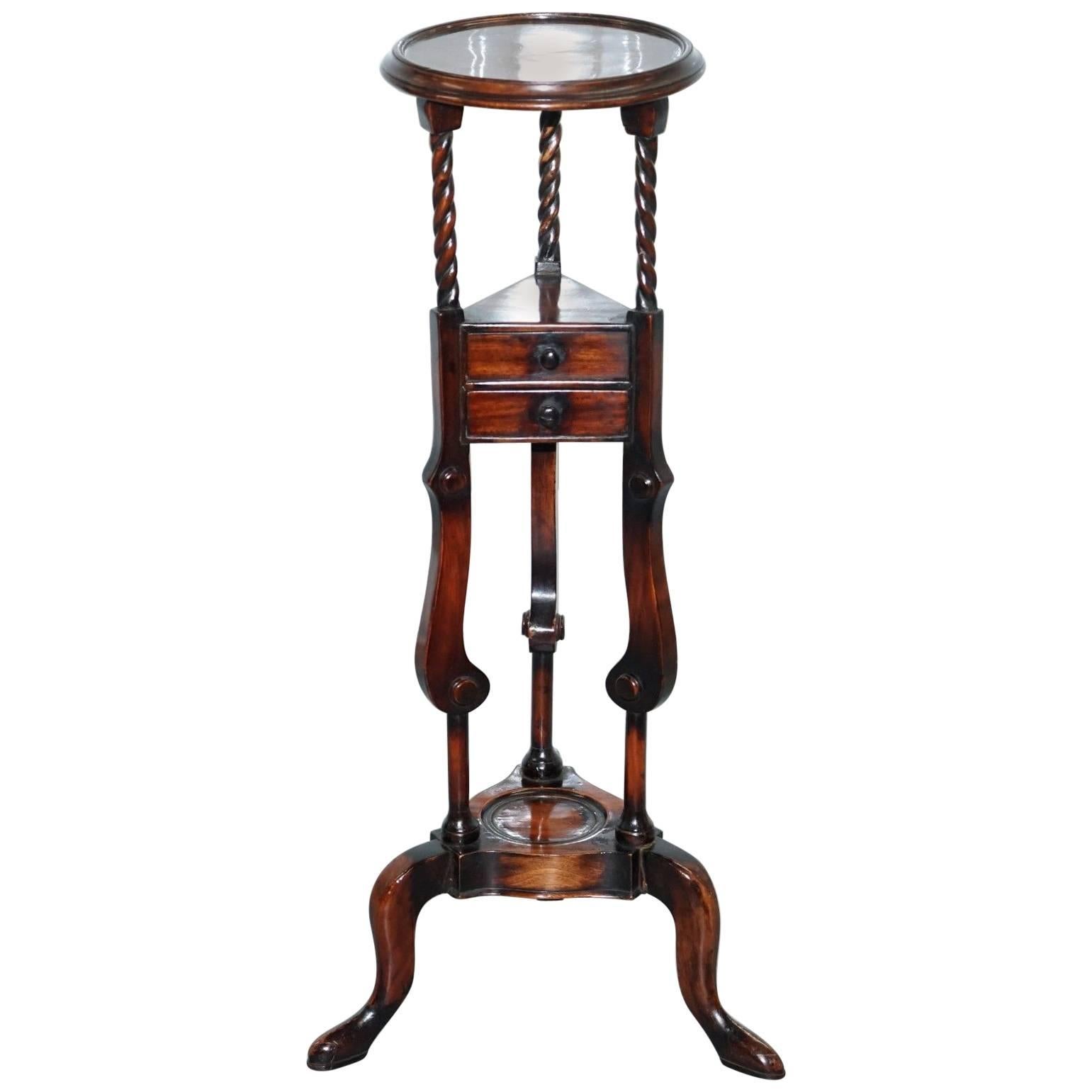 1 of 2 George III Style Mahogany Jardinière Display Stands with Two Faux Drawers