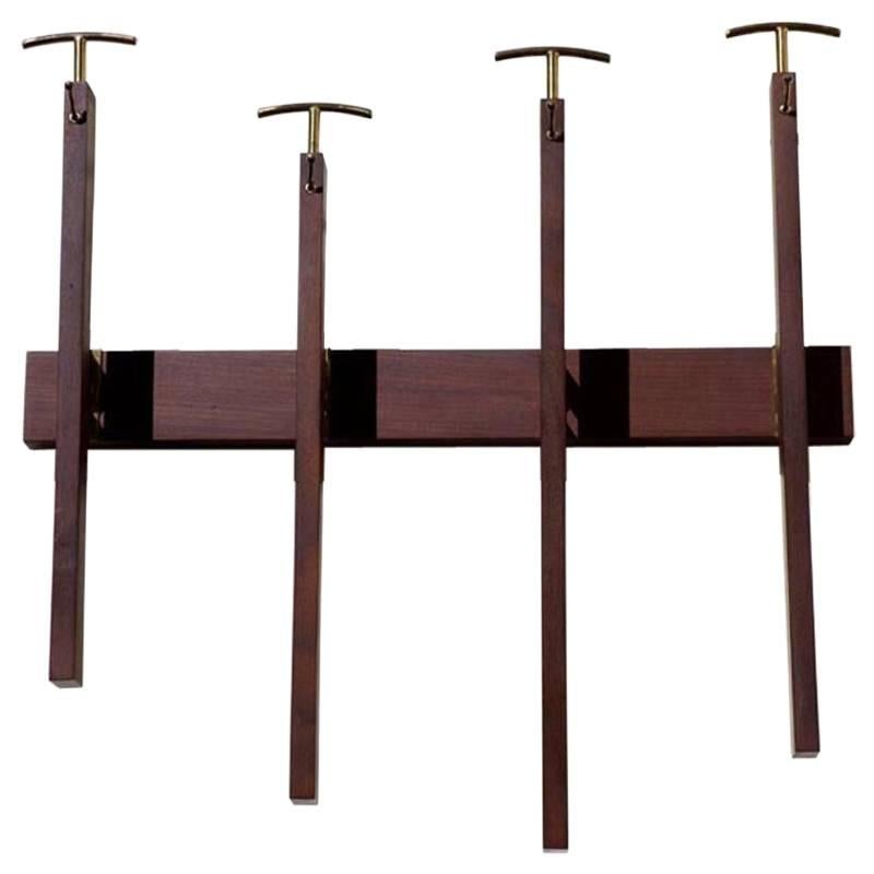 Italian Midcentury Design 1950s Rosewood Wall Hanger Coat