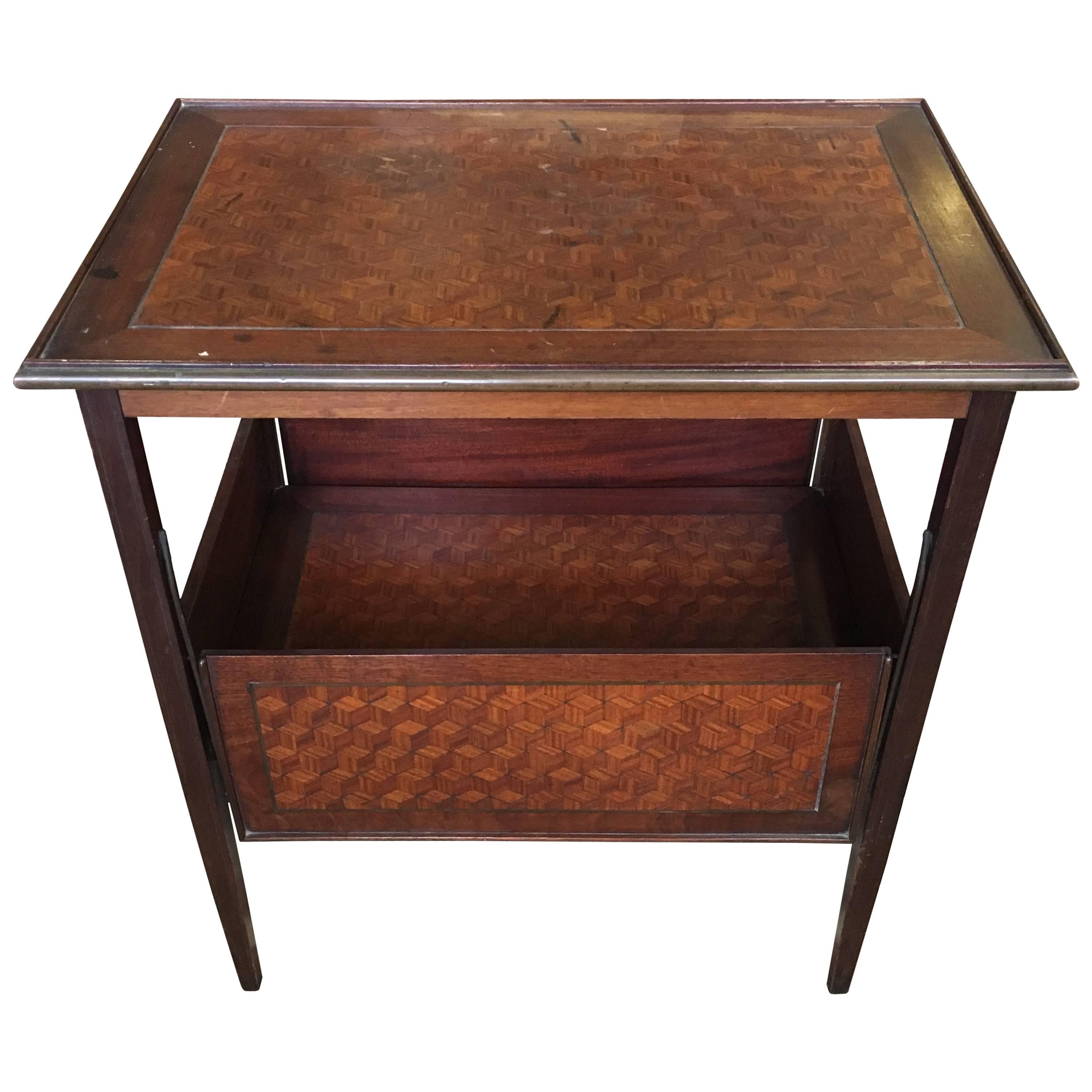 19th Century French Serving Marquetry Table with Sliding Panels