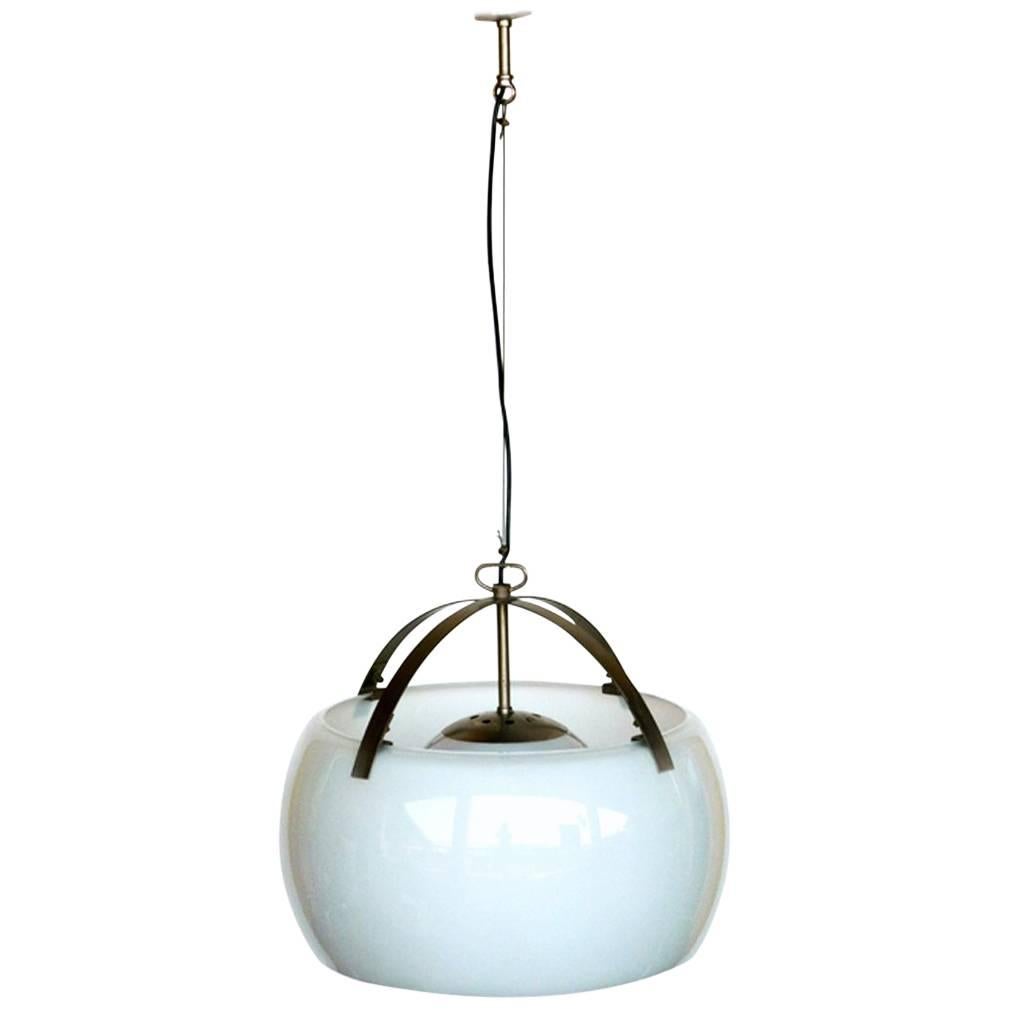 "Omega" Vico Magistretti by Artemide 1960s Italian Design Glass Hanging Lamp