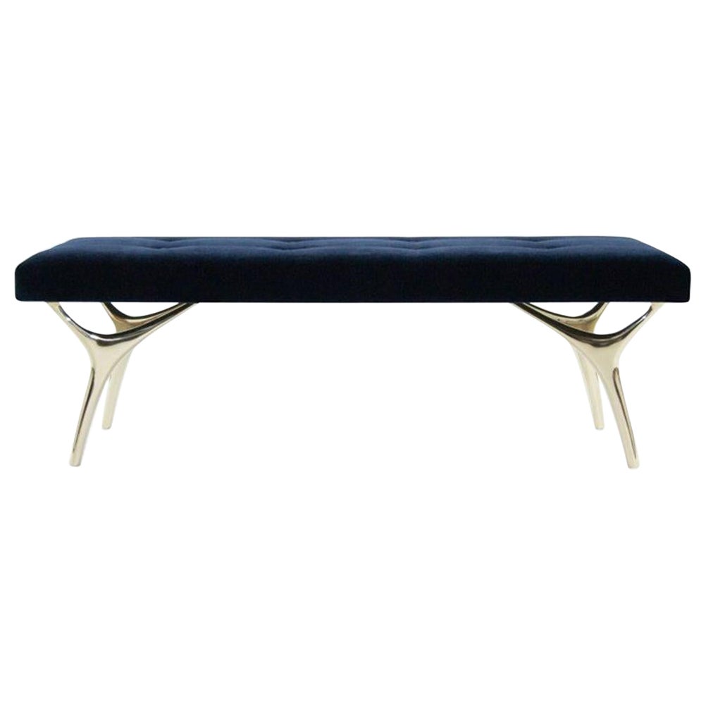Crescent Bench Polished Brass by Stamford Modern For Sale
