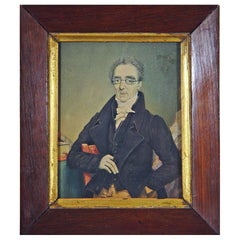 Antique Portrait Miniature of A Gentleman Wearing Unusual Eyeglasses