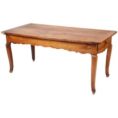 Antique Louis XV Provincial Style Fruit Wood Farm Table