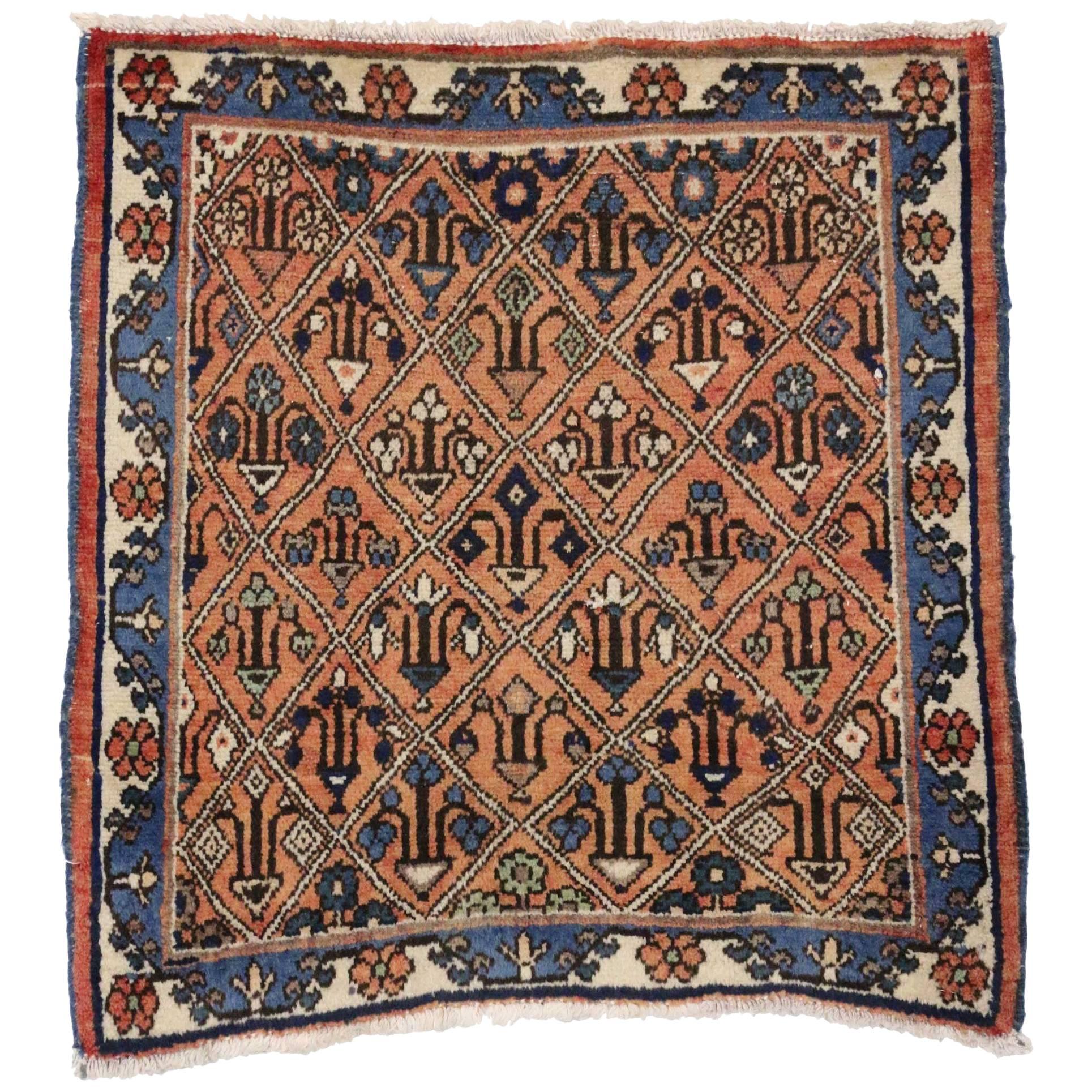  Vintage Persian Tabriz Accent Rug, Perfect for Kitchen, Foyer or Entryway Rug