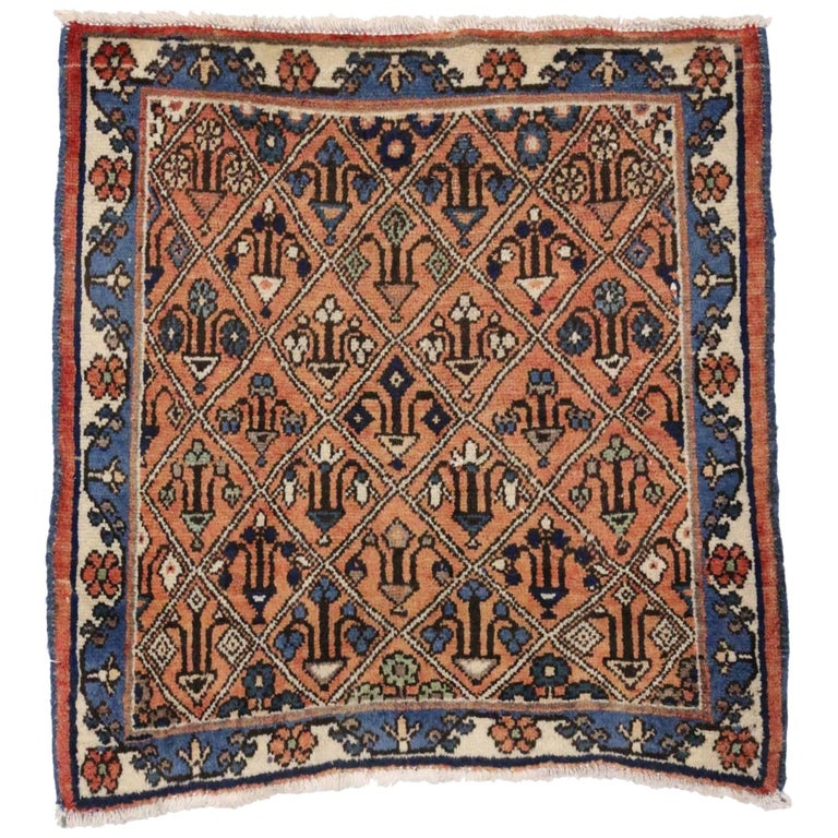 Vintage Persian Tabriz Accent Rug With Mina Khani Design Small Vintage Persian Tabriz Accent Rug With Mina Khani Design Small For