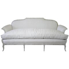 20th Century Italian Neoclassical Sofa Upholstered in Belgian Linen