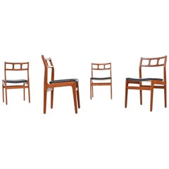 Vintage Scandinavian Modern Solid Teak Dining Chairs Set of Four