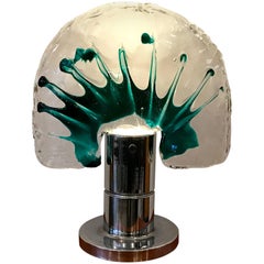 Mid Century Murano Art Glass Table Lamp with Chrome Cylinder Base, Italy