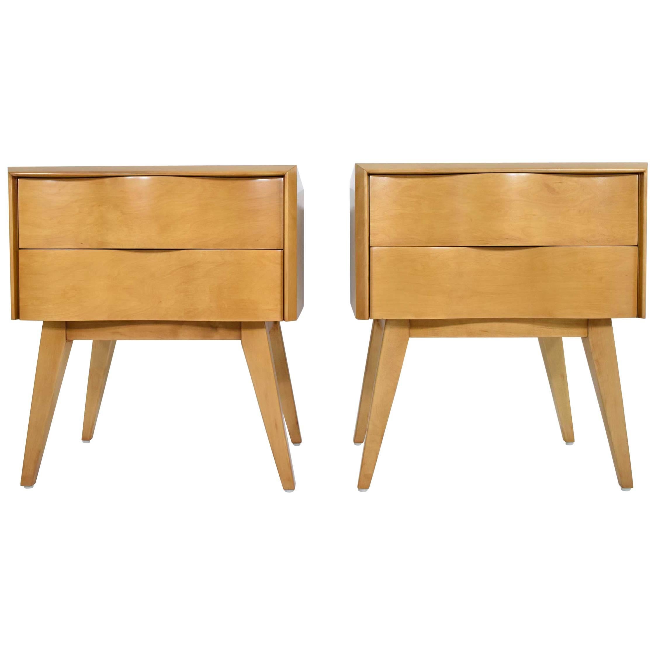 Pair of Edmund Spence Wavy Front Nightstands