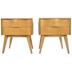 Pair of Edmund Spence Wavy Front Nightstands