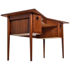 Restored Midcentury Scandinavian Modern Solid Walnut Top Bow Tie Desk, 1960s