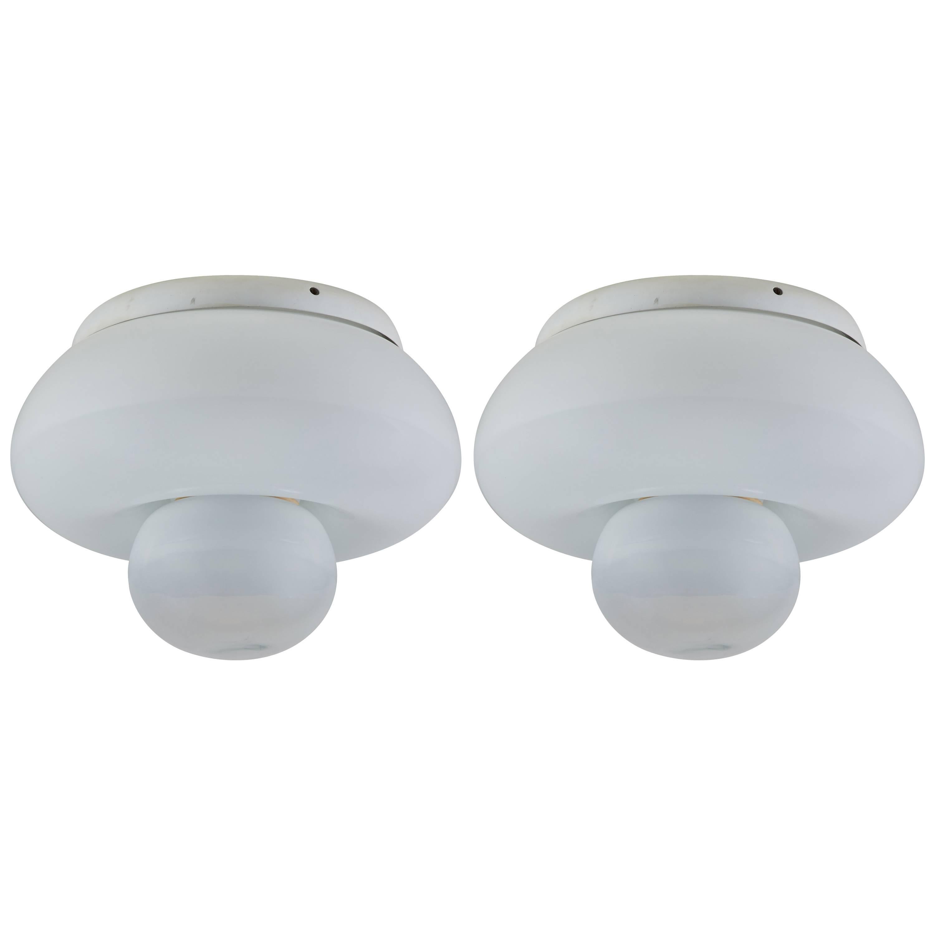 Two Unique "Electra" Flushmount Ceiling Lights by Giuliana Gramigna for Artemide