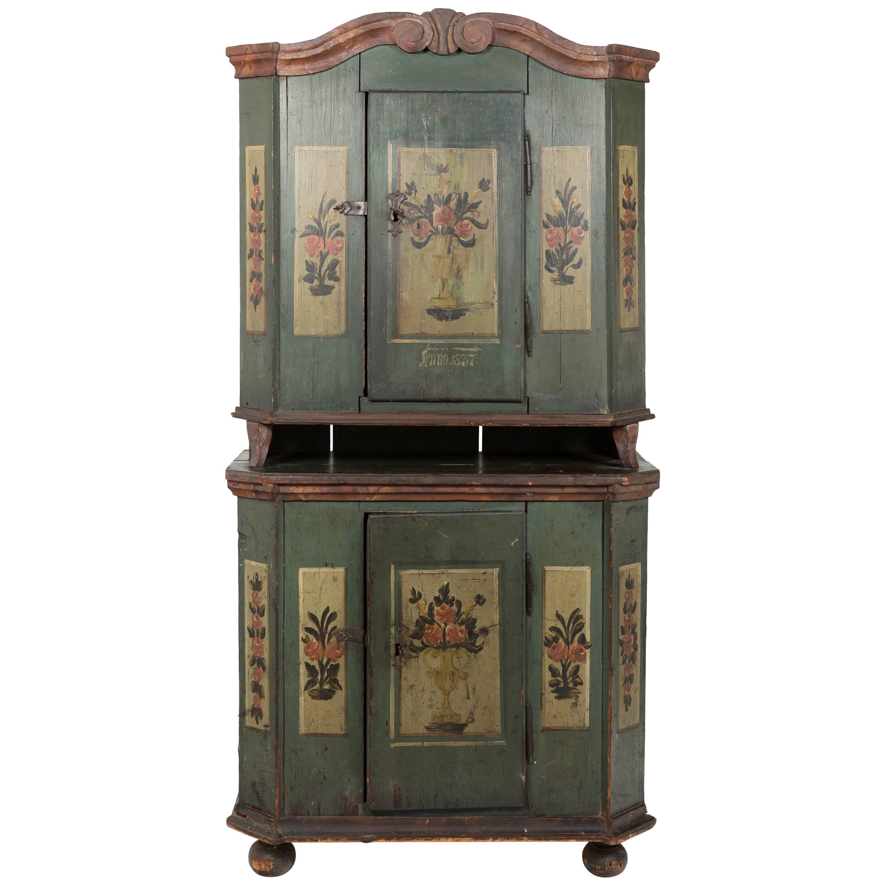19th Century Austrian Painted Cabinet Dated 1837