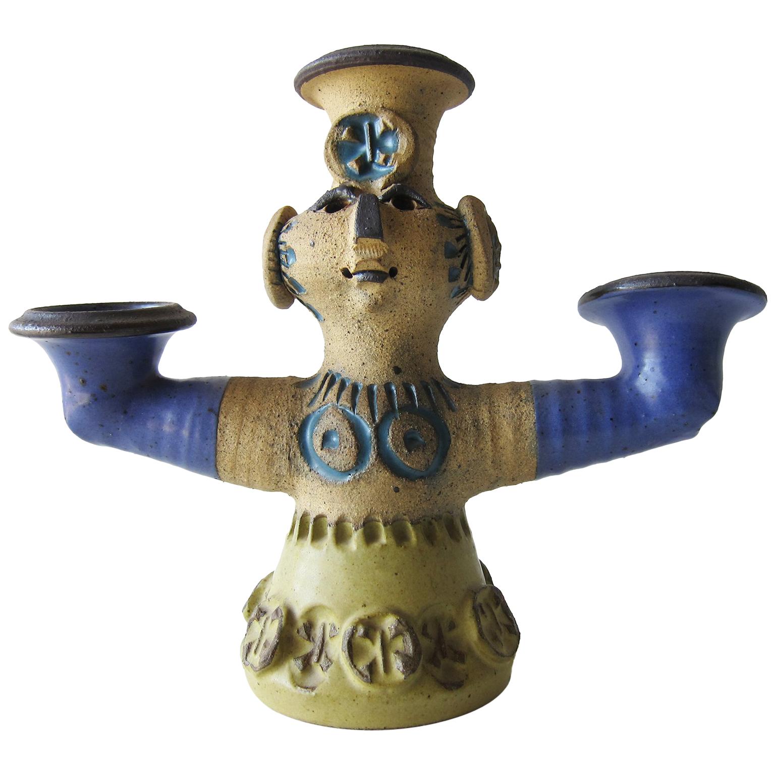 Dora De Larios California Studio Pottery Stoneware Candleabra